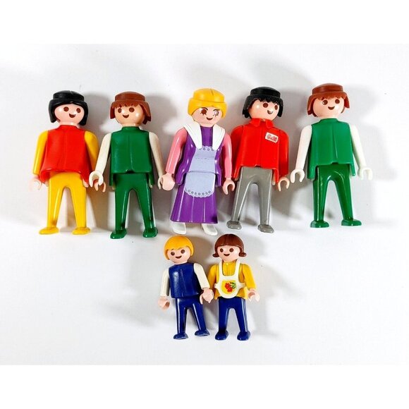Vintage Playmobil Geobra Figure Lot Of 7 People - Picture 1 of 2